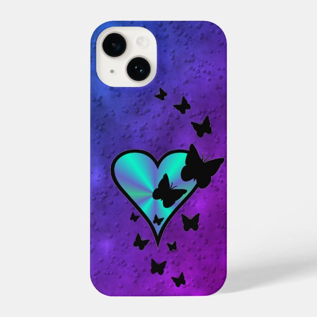 Rainbow Heart and Butterfly iPhone Case (Back)
