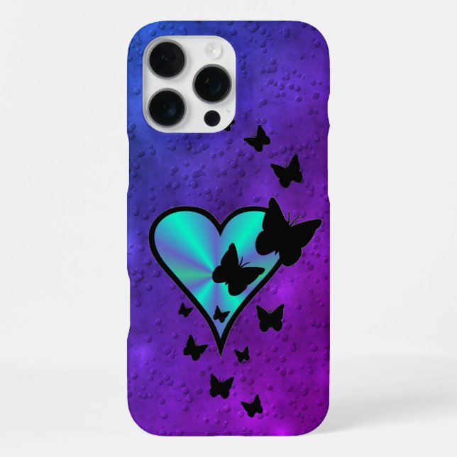 Rainbow Heart and Butterfly iPhone Case (Back)