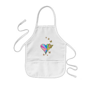 Rainbow Heart and Butterfly Kids Apron