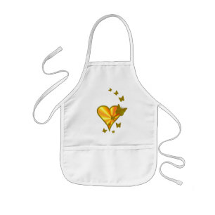 Rainbow Heart and Butterfly Kids Apron