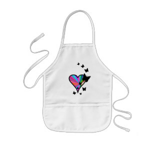 Rainbow Heart and Butterfly Kids Apron