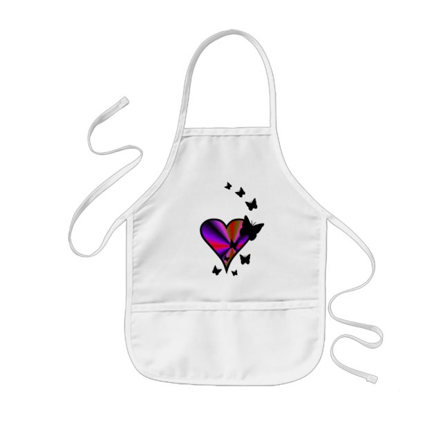 Rainbow Heart and Butterfly Kids Apron (Front)