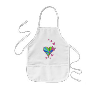 Rainbow Heart and Butterfly Kids Apron