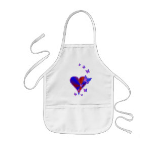 Rainbow Heart and Butterfly Kids Apron