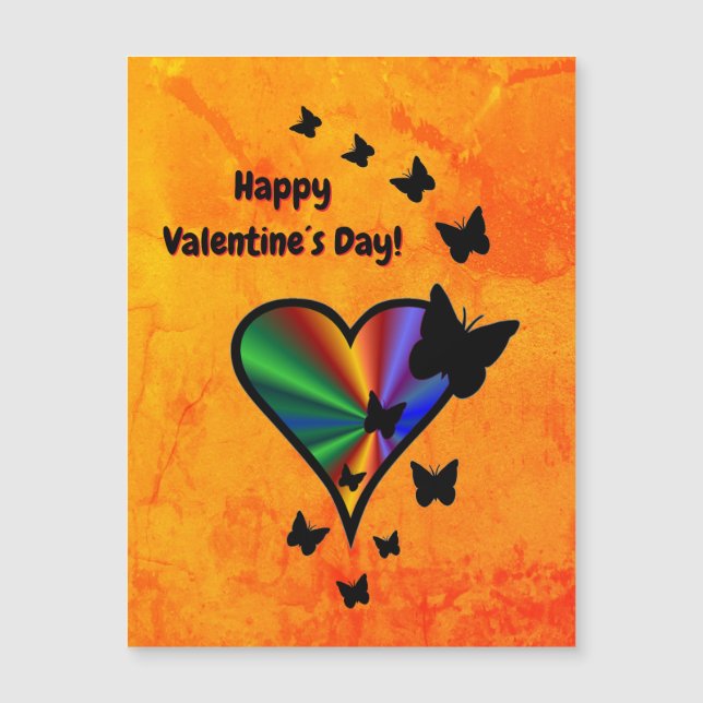 Rainbow Heart and Butterfly Magnetic Card (Front)