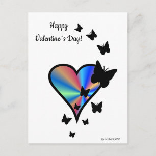 Rainbow Heart and Butterfly Postcard