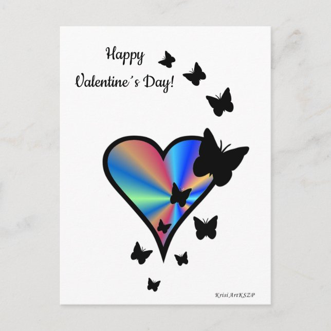 Rainbow Heart and Butterfly Postcard (Front)