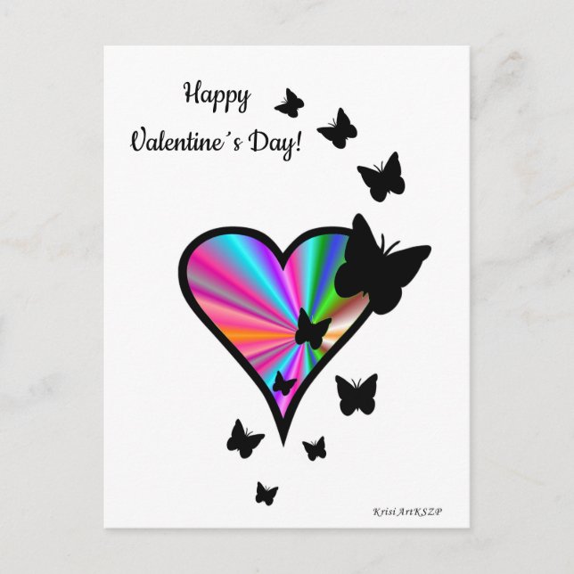 Rainbow Heart and Butterfly Postcard (Front)