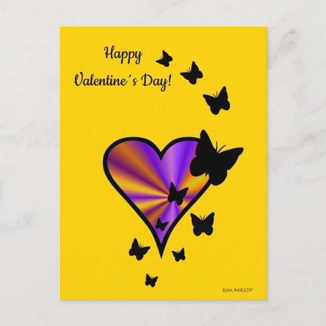 Rainbow Heart and Butterfly Postcard (Front)