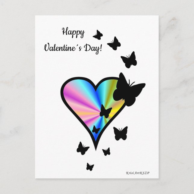 Rainbow Heart and Butterfly Postcard (Front)
