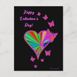 Rainbow Heart and Butterfly Postcard