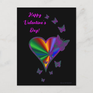 Rainbow Heart and Butterfly Postcard