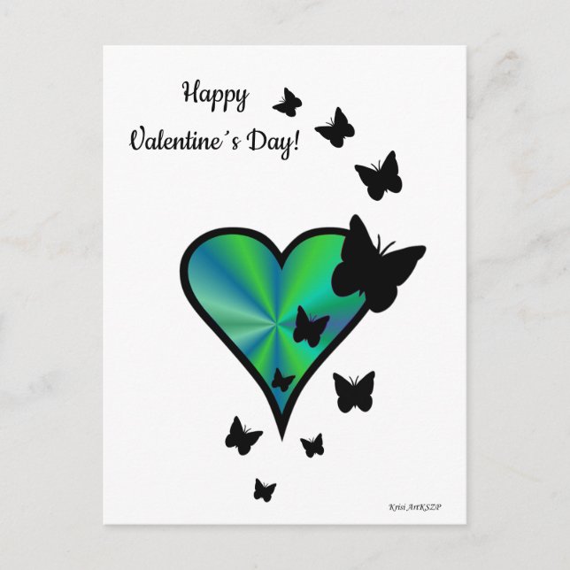 Rainbow Heart and Butterfly Postcard (Front)