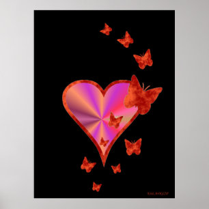 Rainbow Heart and Butterfly Poster