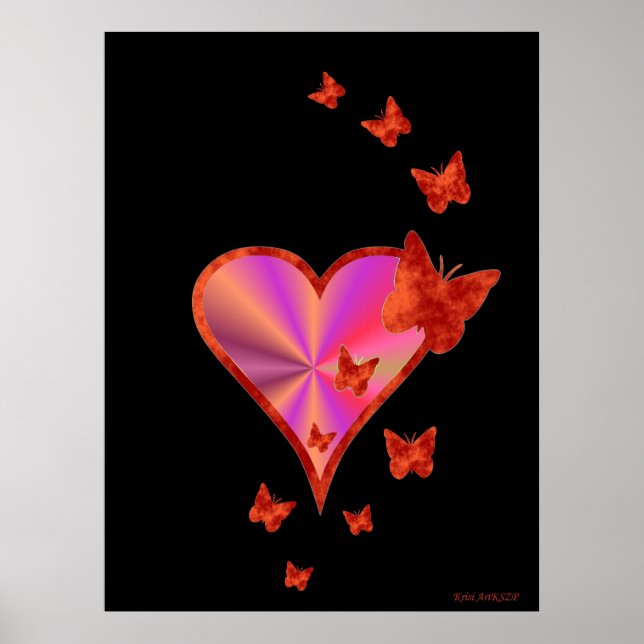 Rainbow Heart and Butterfly Poster (Front)