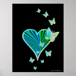 Rainbow Heart and Butterfly Poster