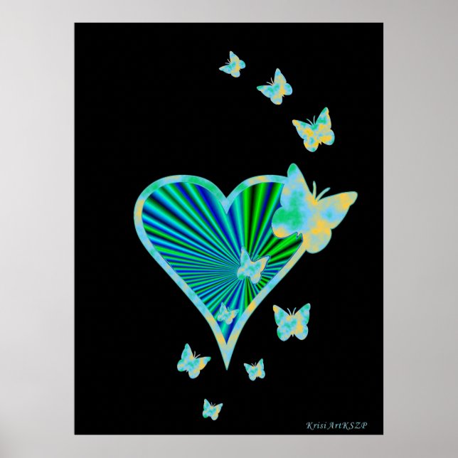 Rainbow Heart and Butterfly Poster (Front)