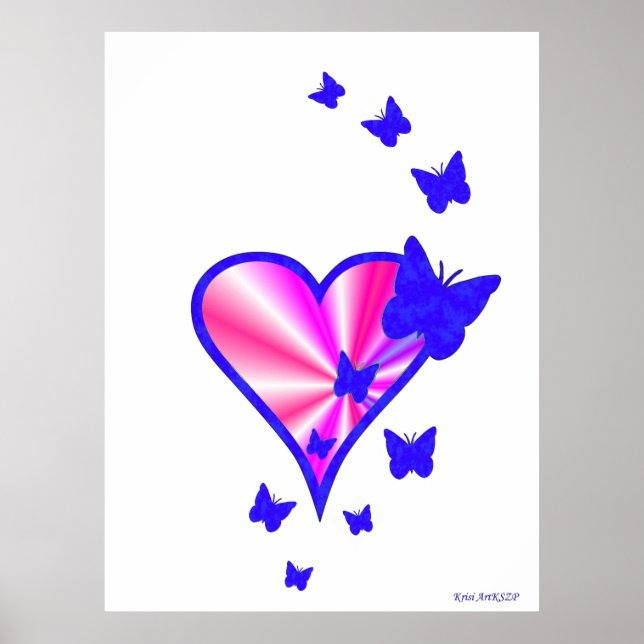 Rainbow heart and Butterfly Poster (Front)