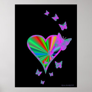 Rainbow Heart and Butterfly Poster