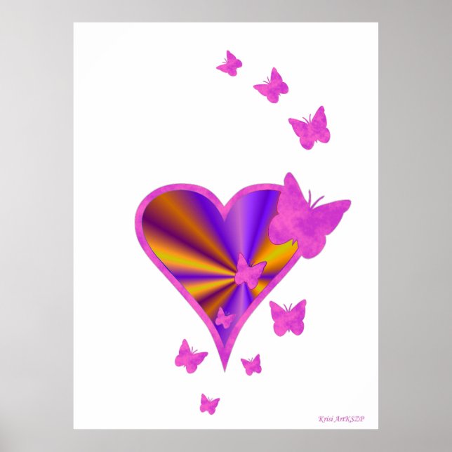 Rainbow Heart and Butterfly Poster (Front)