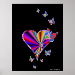 Rainbow Heart and Butterfly Poster
