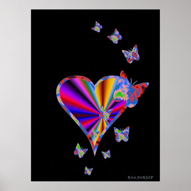 Rainbow Heart and Butterfly Poster (Front)