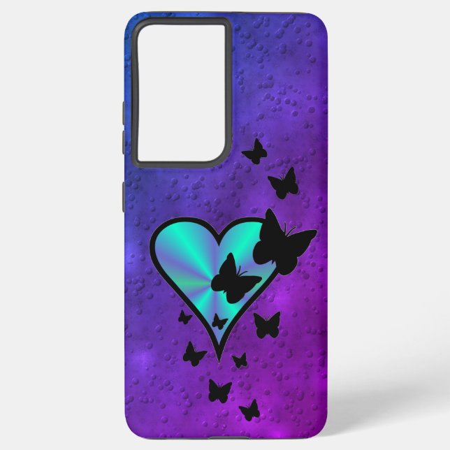 Rainbow Heart and Butterfly Samsung Galaxy S21 Ultra Case (Back)