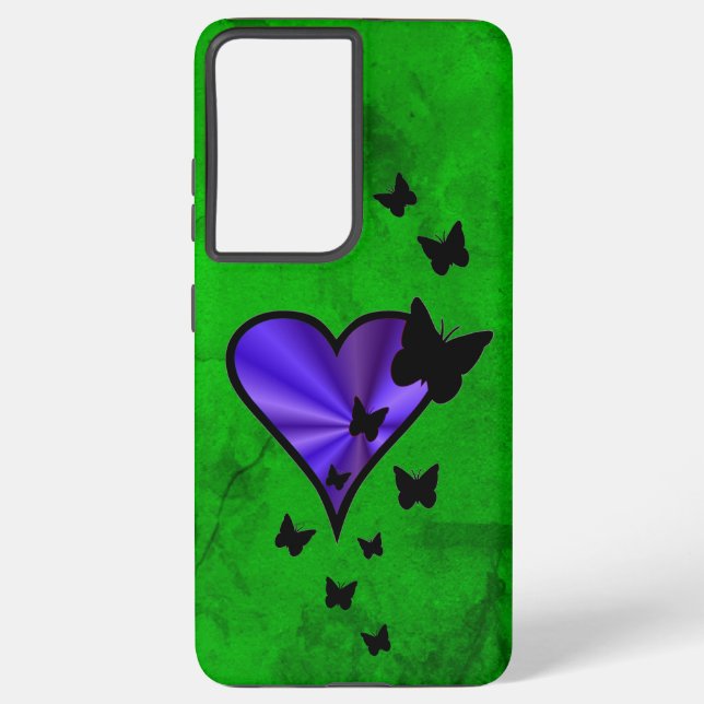 Rainbow Heart and Butterfly Samsung Galaxy S21 Ultra Case (Back)