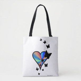 Rainbow heart and Butterfly Tote Bag