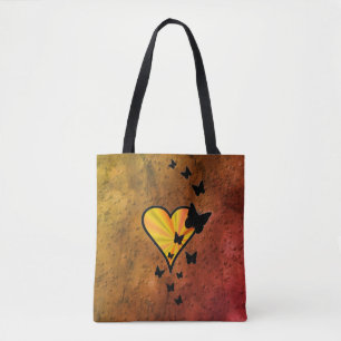 Rainbow Heart and Butterfly Tote Bag