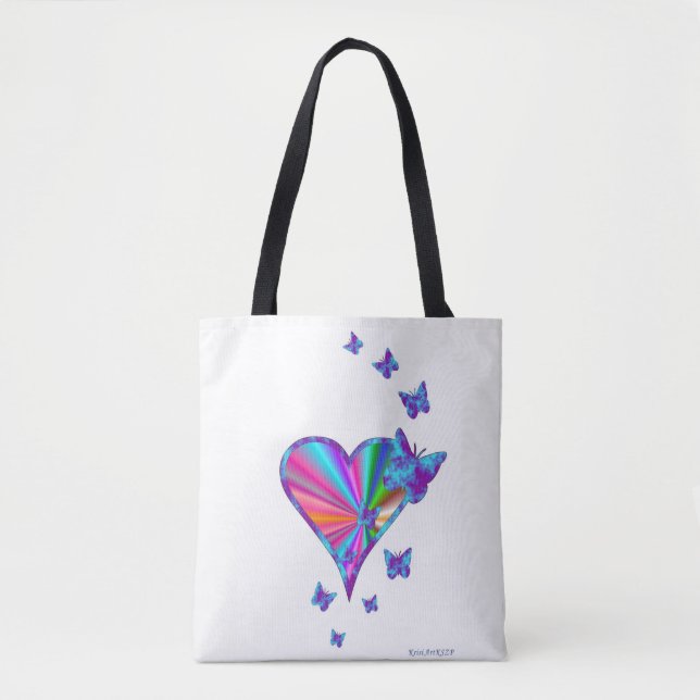 Rainbow heart and Butterfly Tote Bag (Front)
