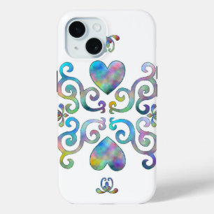 Rainbow Heart and Lily iPhone 15 Case