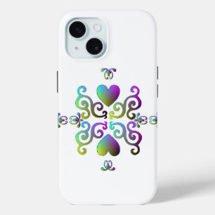 Rainbow Heart and Lily iPhone 15 Case