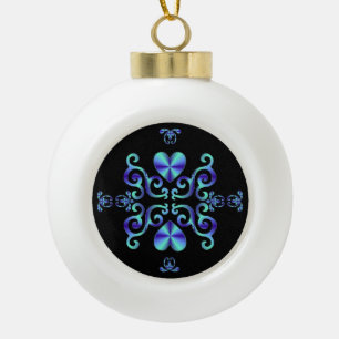 Rainbow Heart and Lily Ceramic Ball Christmas Ornament
