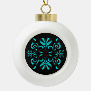 Rainbow Heart and Lily Ceramic Ball Christmas Ornament