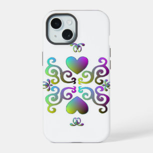 Rainbow Heart and Lily iPhone 15 Case