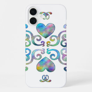 Rainbow Heart and Lily iPhone 16 Plus Case