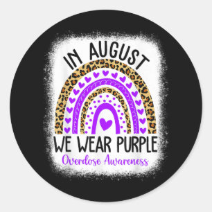 Rainbow Heart August We Wear Purple Overdose Aware Classic Round Sticker