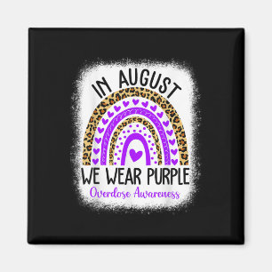 Rainbow Heart August We Wear Purple Overdose Aware Magnet