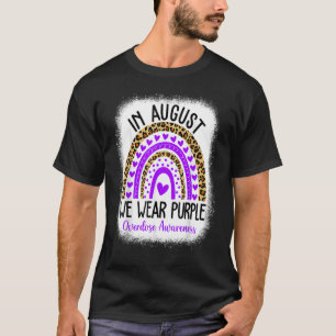 Rainbow Heart August We Wear Purple Overdose Aware T-Shirt