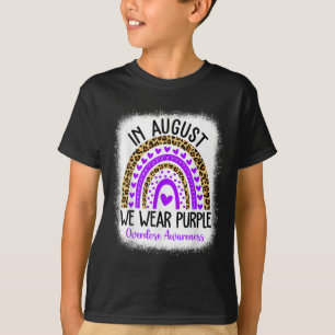 Rainbow Heart August We Wear Purple Overdose Aware T-Shirt