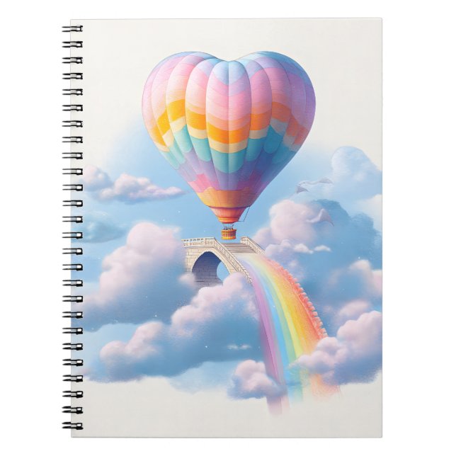 Rainbow Heart Balloon Sky Bridge Notebook (Front)