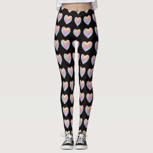 Rainbow Heart Black Leggings