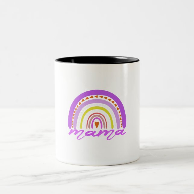 Rainbow Heart Boho Doodle Mama Mug (Center)