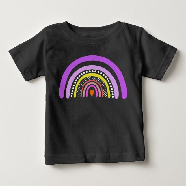 Rainbow Heart Boho Doodle T-Shirt (Front)