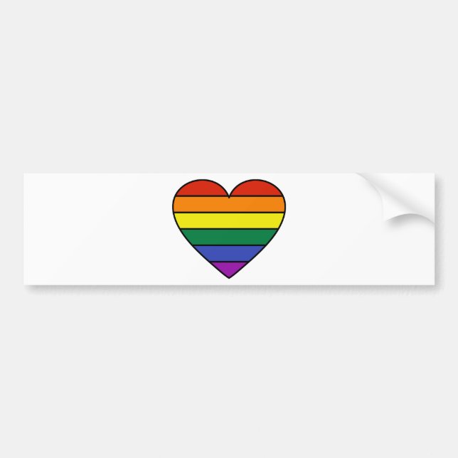 Rainbow Heart Bumper Sticker (Front)