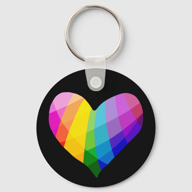 Rainbow Heart Button Keychain (Front)