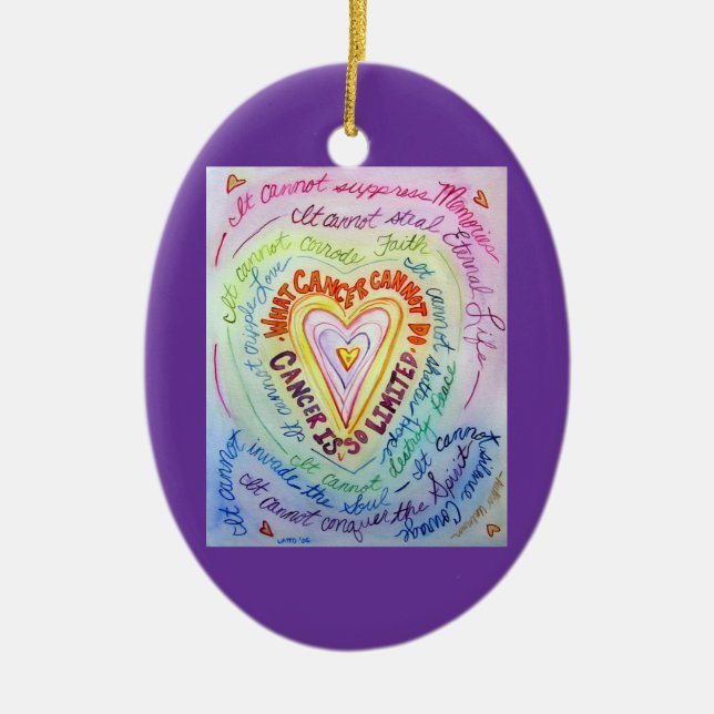 Rainbow Heart Cancer Cannot Do Ornament Customised (Front)
