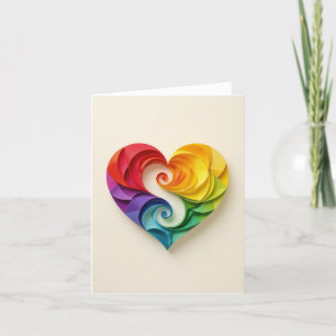 Rainbow heart card,rainbow card,heart card,LGBTQIA Thank You Card