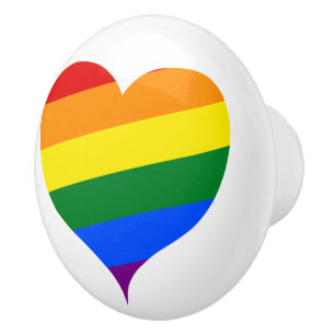 Rainbow Heart Ceramic Knob
